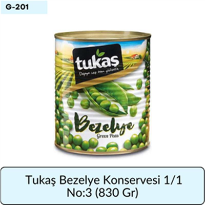 Tukaş Bezelye Konservesi 1/1  No 3   (830 Gr)
