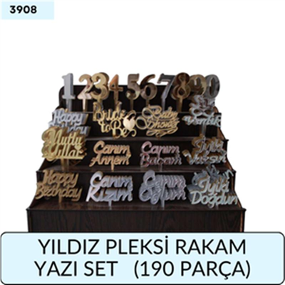 YILDIZ PLEKSİ RAKAM YAZI SET   (190 PARÇA)