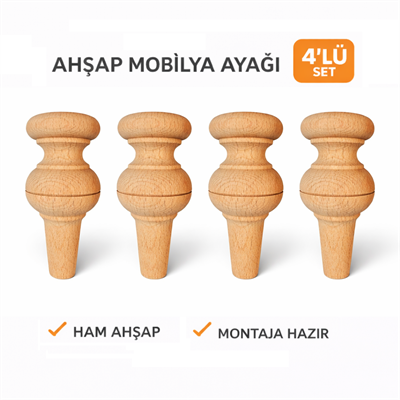 M34 - Modern Mobilya Ayağı | Kayın Ahşap 4'Lü Set - 15 cm