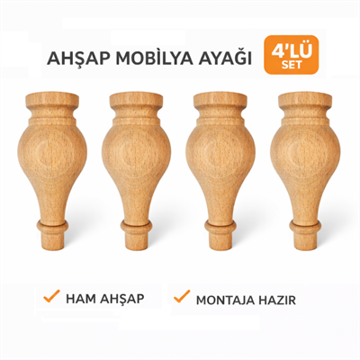 M36 - Ünite Ayağı – 15 cm | Konsol Ayağı | Kayın Ahşap 4'Lü Set