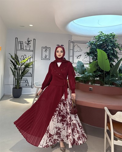 Layra 18 İthal Elbise | Bordo
