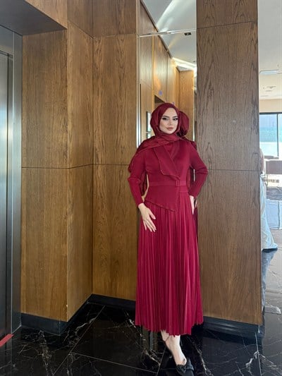 Layra 19 İthal Elbise | Bordo