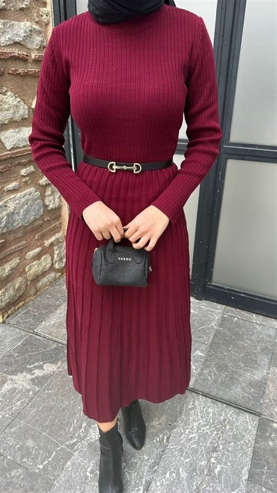 Lora Triko Elbise | Bordo