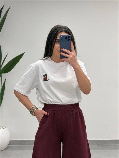 Balon Kesim Yüksek Bel Gabardin Pantolon Bordo