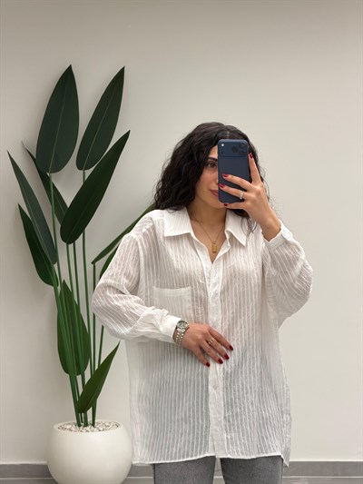 Çizgili Oversize Yazlık Gömlek