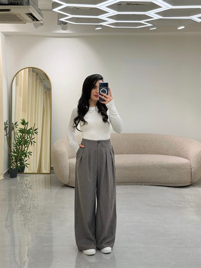 Ekose Kumaş Pantolon Vizon