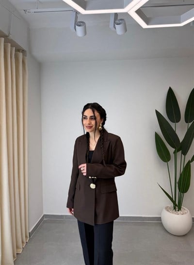 Gold Düğmeli Blazer Ceket