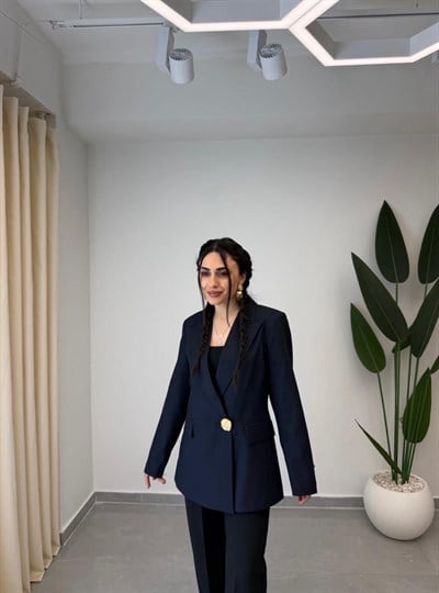 Gold Düğmeli Blazer Ceket