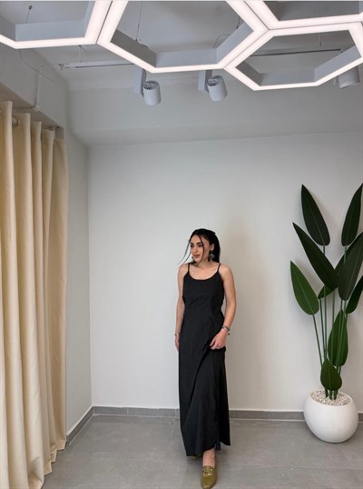 Gömlekli Askılı Elbise Takım Siyah