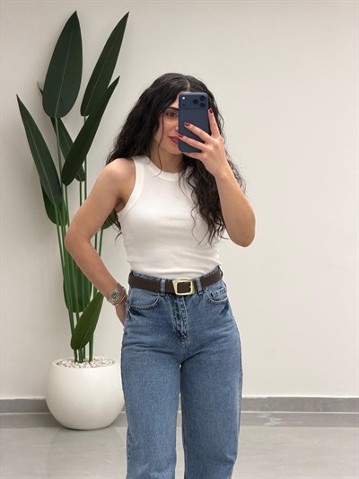 Halter Yaka Fitilli Atlet Beyaz