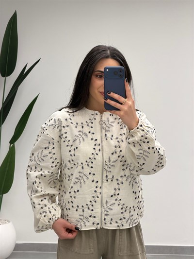 Nakışlı İşlemeli Fermuarlı Ceket