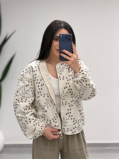 Nakışlı İşlemeli Fermuarlı Ceket