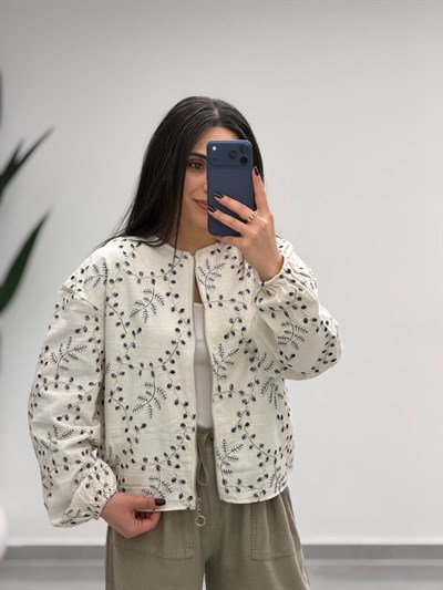 Nakışlı İşlemeli Fermuarlı Ceket