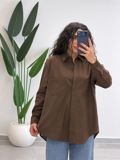 Premium Kalite Tek Cepli Keten Gömlek