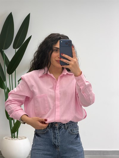 Premium Kalite Tek Cepli Keten Gömlek