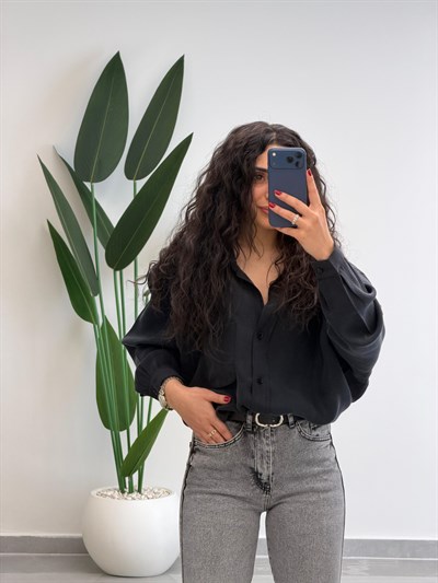 Premium Oversize Tensel Gömlek Antrasit