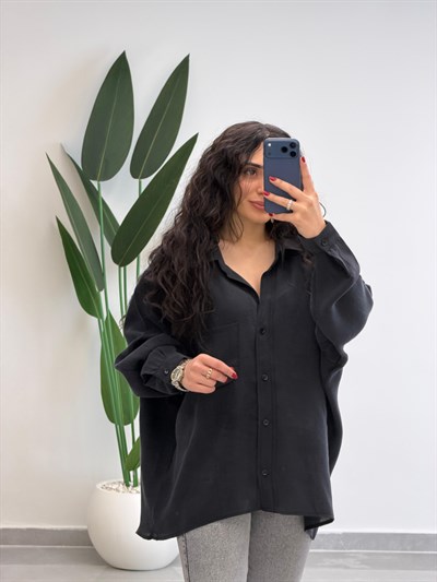 Premium Oversize Tensel Gömlek Antrasit