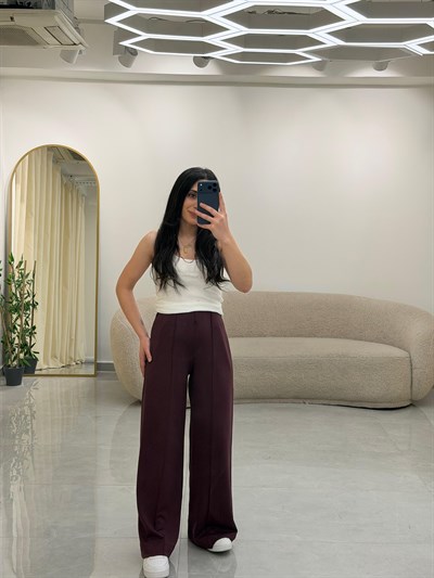 Rahat Kesim Modal Pantolon Bordo