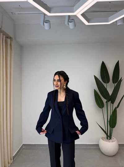 Tek Düğmeli Blazer Ceket Lacivert