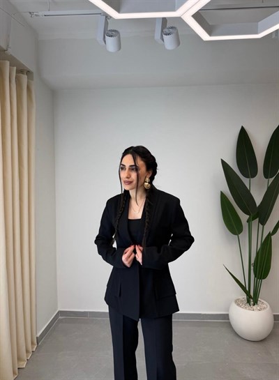 Tek Düğmeli Blazer Ceket Siyah