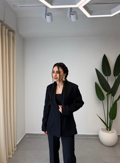 Tek Düğmeli Blazer Ceket Siyah