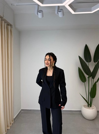 Tek Düğmeli Blazer Ceket Siyah