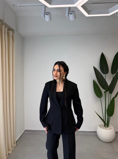 Tek Düğmeli Blazer Ceket Siyah
