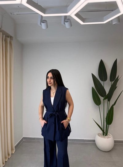 Yanı Şerit Detaylı Yelek-Pantolon İkili Takım