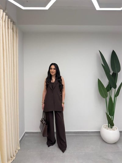 Yelekli Takım Kahve