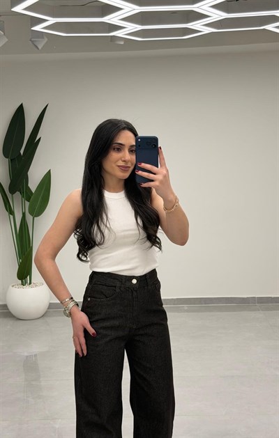 Yüksek Bel Straight Jean Melanj Kahve