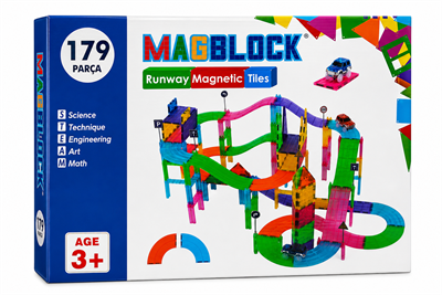 MagBlock 179 Parça Manyetik Yollar ve Arabalar Oyun Seti  - Eğitici Oyuncak