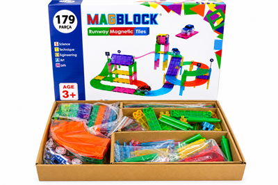 MagBlock 179 Parça Manyetik Yollar ve Arabalar Oyun Seti  - Eğitici Oyuncak