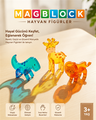 MagBlock Hayvan Figürleri | Manyetik Oyuncak ve STEM Destekli Eğitici Oyun Seti