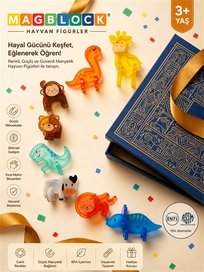 MagBlock Hayvan Figürleri | Manyetik Oyuncak ve STEM Destekli Eğitici Oyun Seti