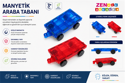 Magblock Manyetik  Araba Takımı / 2 Set Araba  - Tüm Markalarla Uyumlu.