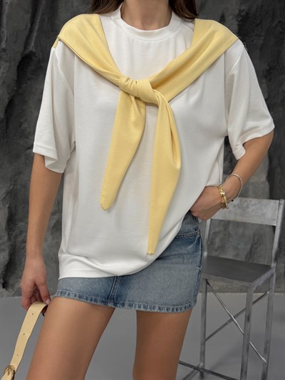 Atkı Detaylı T-shirt sarı