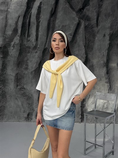 Atkı Detaylı T-shirt sarı
