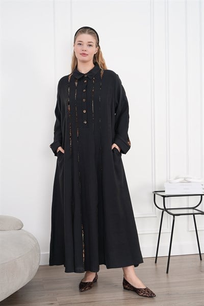 Leopar Detaylı Elbise