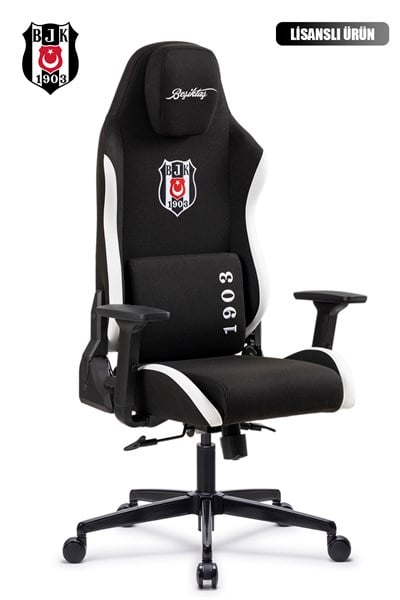 Fanchair x Beşiktaş Siyah Beyaz Kumaş Lisanslı Oyuncu Koltuğu