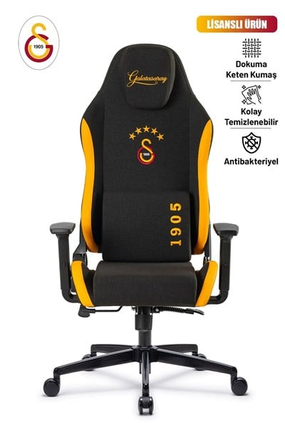 Fanchair x Galatasaray Siyah Sarı Kumaş Lisanslı Oyuncu Koltuğu