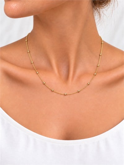 TURKUAZ 14K XUPING ARALIKLI DORİKA TOP ZİNCİR KOLYE 50 CM