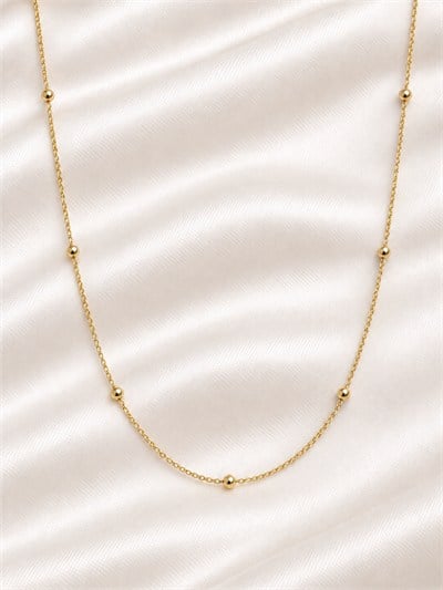 TURKUAZ 14K XUPING ARALIKLI DORİKA TOPLU ZİNCİR KOLYE 60 CM
