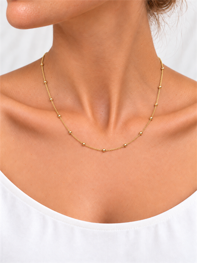 TURKUAZ 14K XUPING ARALIKLI DORİKA TOPLU ZİNCİR KOLYE 60 CM