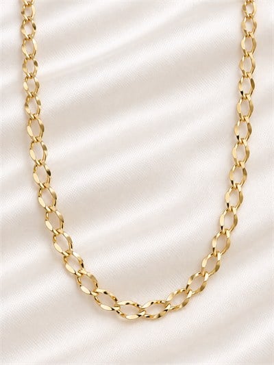 TURKUAZ 14K XUPING BURGU OVAL HALKA ZİNCİR KOLYE 45 CM