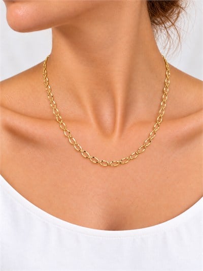 TURKUAZ 14K XUPING BURGU OVAL HALKA ZİNCİR KOLYE 45 CM