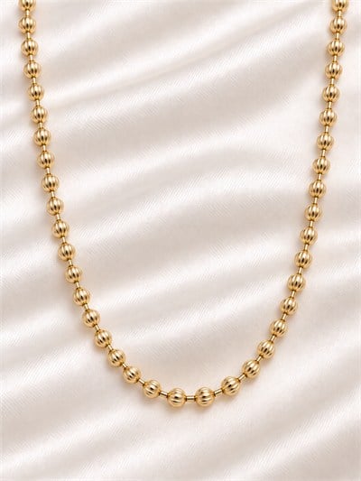 TURKUAZ 14K XUPING ÇİZGİLİ DORİKA TOP KOLYE 60 CM