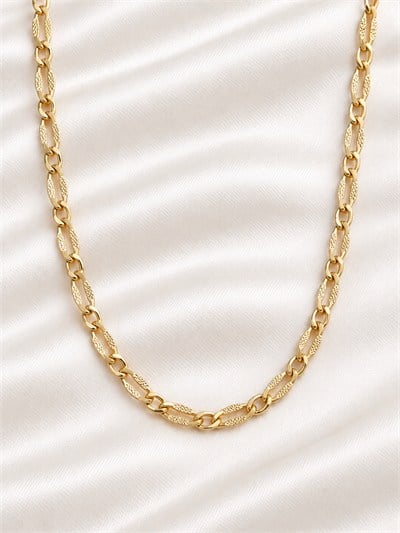 TURKUAZ 14K XUPING DESENLİ OVAL HALKA ZİNCİR KOLYE 45 CM
