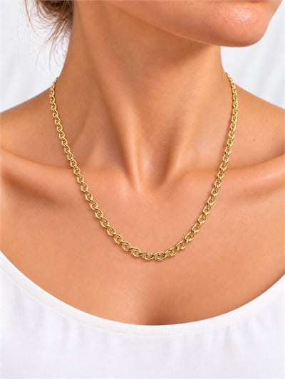 TURKUAZ 14K XUPING DESENLİ OVAL HALKALI ZİNCİR KOLYE 60 CM