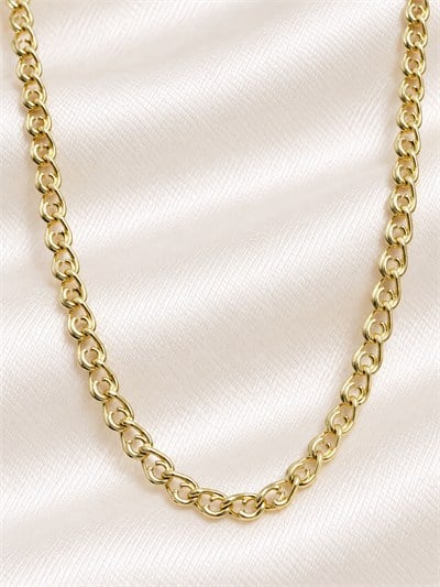 TURKUAZ 14K XUPING DESENLİ OVAL HALKALI ZİNCİR KOLYE 60 CM