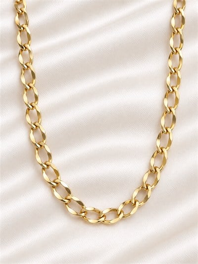 TURKUAZ 14K XUPING GENİŞ OVAL HALKA ZİNCİR KOLYE 45 CM